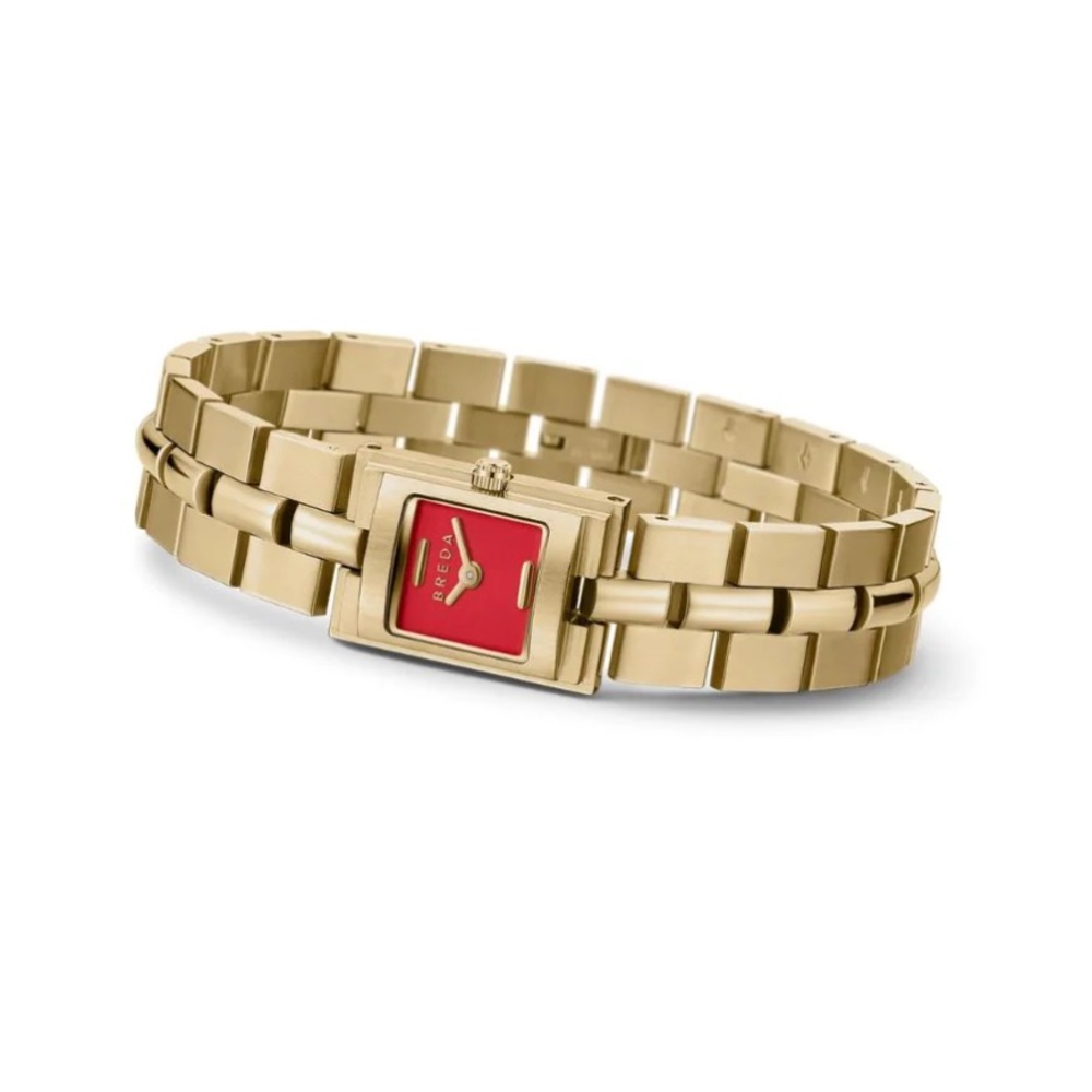 Breda Gold Watch with Red Dial
